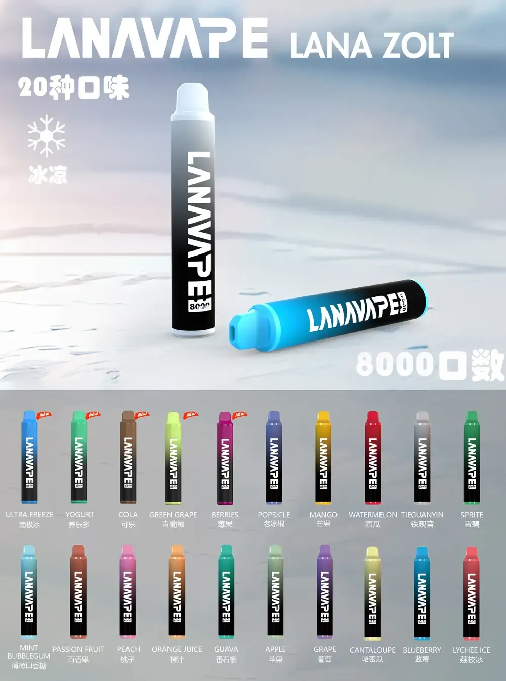 LANA 8000口一次性電子煙🔋可充電設計丨持久耐用 時尚便攜丨限時滿10送1:圖片 2